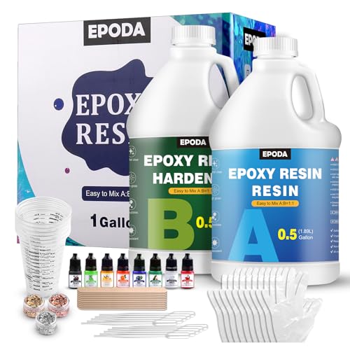 EPODA Epoxy Resin 1 Gallon for Art Coating Craft Casting, Epoxidharz mit Härter, Epoxidharz 1 Gallon/3.8 Liter, Resin GießHarz 1 Zu 1, Epoxidharz Set Anfänger von EPODA