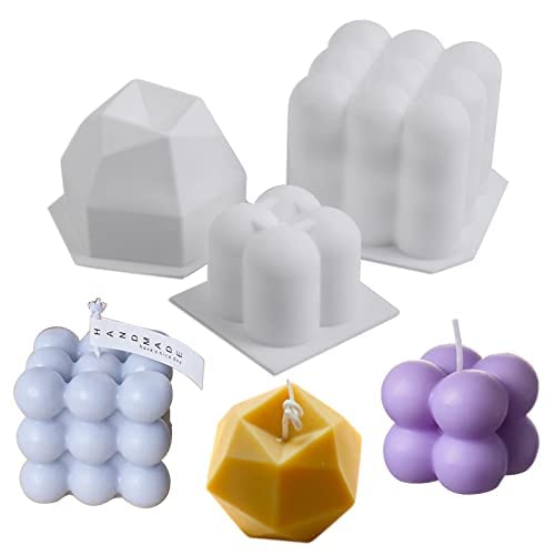 EPODA Kerzenform, Silikonform Kerze Bubble 3D DIY Silikon Kerzenwachs Formen zum Gießen, Bubblie Candle, 3D Cube Kerzen Formen, Diamant Kerzenform von EPODA