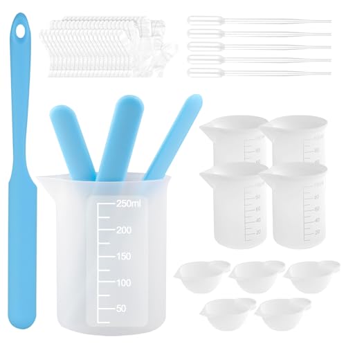 EPODA Measuring Cup Silicone Mould, Silikon Messbecher Set, 250 ml und 100 ml Mischbecher, Silikonbecher für Epoxidharz, Epoxidharz Zubehör, für Epoxidharz, Gießformen, Wachsen von EPODA