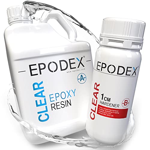 EPODEX Epoxidharz Set ECO | Klares Epoxy Resin für Gießhöhen bis 1cm | Resin Gießharz Set ohne oder mit Farbstoffen | Für alle Beschichtungen, Versiegelungen, Reparaturen, Formenbau, Kunst & Handwerk von EPODEX