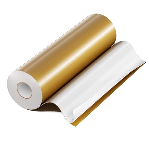 EPRCUT Vinylfolie Plotter, Selbstklebende Plotterfolie Vinyl Rolle Golden Glänzende, Permanentes Dauerhaften Aufklebern 30.5 x 1524cm Vinylfolie für Cricut, Silhouette Cameo DIY, Party, Dekoration von EPRCUT