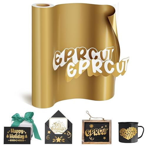 EPRCUT Vinylfolie Plotter, Selbstklebende Plotterfolie Vinyl Rolle Golden Glänzende, Permanentes Dauerhaften Aufklebern 30.5 x 457cm Vinylfolie für Cricut, Silhouette Cameo DIY von EPRCUT