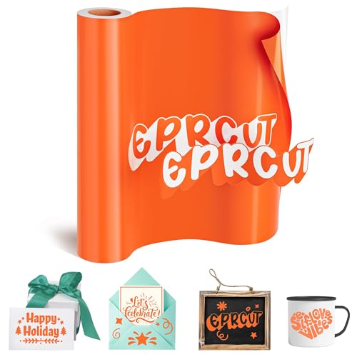 EPRCUT Vinylfolie Plotter, Selbstklebende Plotterfolie Vinyl Rolle Orange Glänzende, Permanentes Dauerhaften Aufklebern 30.5 x 457cm Vinylfolie für Cricut, Silhouette Cameo DIY von EPRCUT