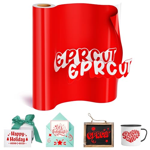 EPRCUT Vinylfolie Plotter, Selbstklebende Plotterfolie Vinyl Rolle Rot Glänzende, Permanentes Dauerhaften Aufklebern 30.5 x 457cm Vinylfolie für Cricut, Silhouette Cameo DIY von EPRCUT