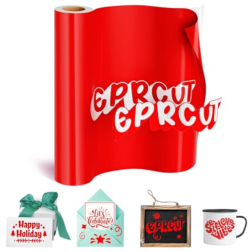 EPRCUT Vinylfolie Plotter, Selbstklebende Plotterfolie Vinyl Rolle Rot Glänzende, Permanentes Dauerhaften Aufklebern 30.5 x 457cm Vinylfolie für Cricut, Silhouette Cameo DIY von EPRCUT