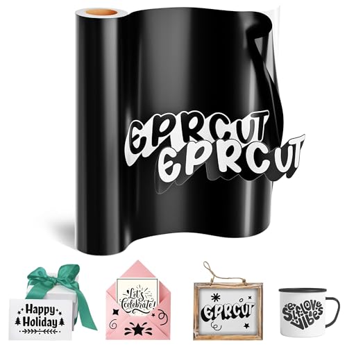 EPRCUT Vinylfolie Plotter, Selbstklebende Plotterfolie Vinyl Rolle Schwarz Glänzende, Permanentes Dauerhaften Aufklebern 30.5 x 457cm Vinylfolie für Cricut, Silhouette Cameo, DIY von EPRCUT