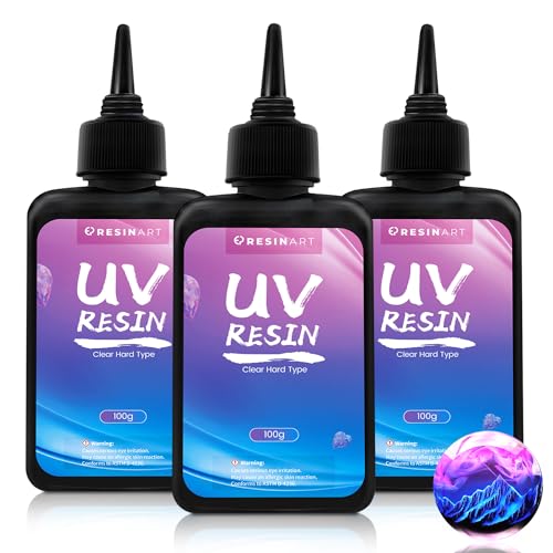 EPRESINART 300g UV Harz klar,UV Resin hart,UV Resin hart kristallklares Transparentes UV epoxidharz für DIY Kunst,Schmuck,Gießen，Handwerk,und Beschichten von EPRESINART