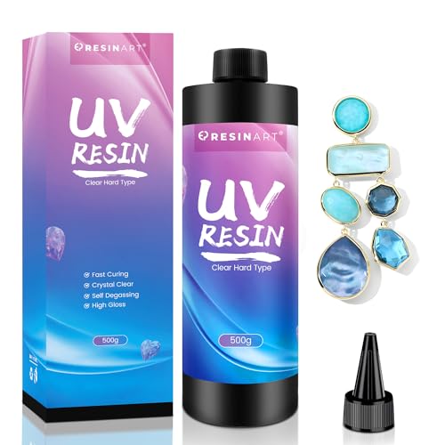 UV Harz 500g, UV Harz klar, Upgrade UV Resin hart, kristallklares Transparent UV Schnellhärtende UV Epoxidharz für Schmuck Herstellung DIY Handwerk von EPRESINART