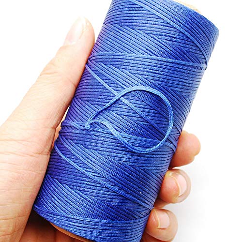 EPRHY Leder-Nähgarn, gewachst, 150D, 0,8 mm, Leder, handgenäht, geflochten, DIY Polyester-Wachsband, 120 g blau von EPRHY