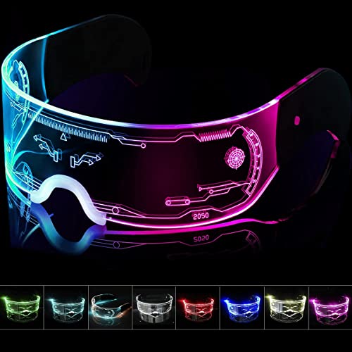 EPROICKS Leucht Cyberpunk Brille, Led Futuristische Visierbrille, Dj Cosplay Sonnenbrille, Bunte Neonbrille, Farbwechselnde Leuchtbrille, Coole Brillen Für Party Oder Rollenspiel(Blade Runner) von EPROICKS