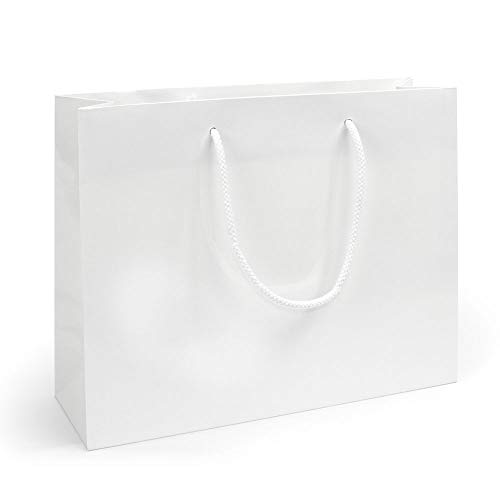 deluxe Geschenktasche mit Textilkordeln, 320 x 100 x 250 mm, 10 Stück, weiß von EPVerpackungen