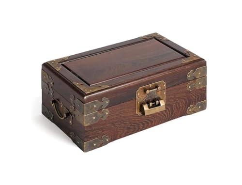 EQEQE Organizer-Box, Reise-Schmuckkästchen, Schmuckkästchen, Schmuck-Organizer, antike Schmuckschatulle, Holz-Schmuck-Aufbewahrungsbox mit Spiegel und Schloss von EQEQE