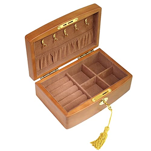 EQEQE Organizer-Box, Reise-Schmuckkästchen, Schmuckschatulle, Schmuckkästchen, Holz-Schmuckkästchen, Schmuck-Organizer mit Schloss, Schmuck-Display, Aufbewahrungskoffer, Mädchen-Schmuckkästchen von EQEQE