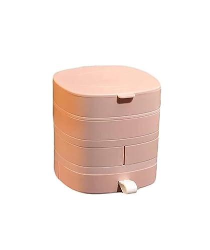 EQEQE Organizer-Box, Reise-Schmuckkästchen, Schmuckschatulle, drehbare, geschichtete Schmuck-Aufbewahrungsboxen, großes Fassungsvermögen, Organizer-Box, Schmuck-Aufbewahrungskoffer(Pink) von EQEQE