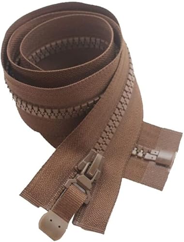 EQEQE Two Way Zip,Zip for Jacket,zips for Sewing 1pcs 6# Zippers Double-Sided Slider, 64-100cm Open-end Zipper for Coat Bags Repair Zip(Coffee,64cm) von EQEQE