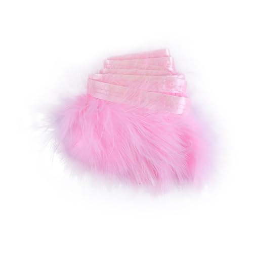 Fransenbesatz, 2 m Truthahnfederbesatz, Fransen mit Satinband, natürliche Federfransen for selbstgemachte Umhänge, Schals, Röcke, Kleidungsdekoration(Pink) von EQQHJL
