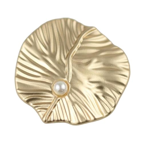 Knöpfe, Metall-Perlenknöpfe for 10 Stück, Blattform, Perlmuttknöpfe for Nähen, Strass-Ösenknopf, Nähzubehör(Gold,28 mm) von EQQHJL