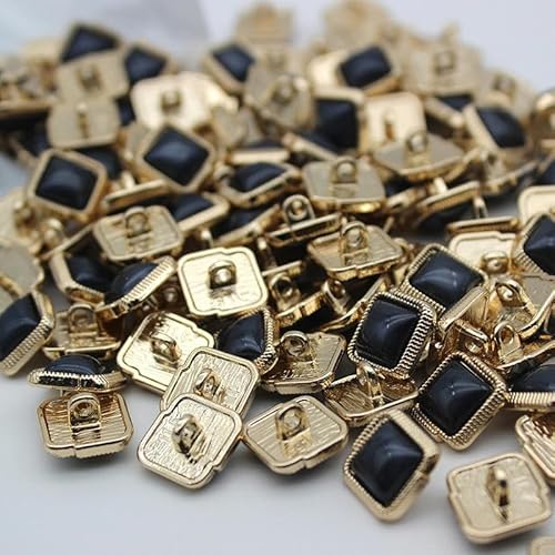 Knöpfe, Metall-Perlenknöpfe for 10 Stück, quadratische Hemdknöpfe aus Metalllegierung, Perlmuttknöpfe for Nähen, Perlmuttschaftknöpfe(Black) von EQQHJL