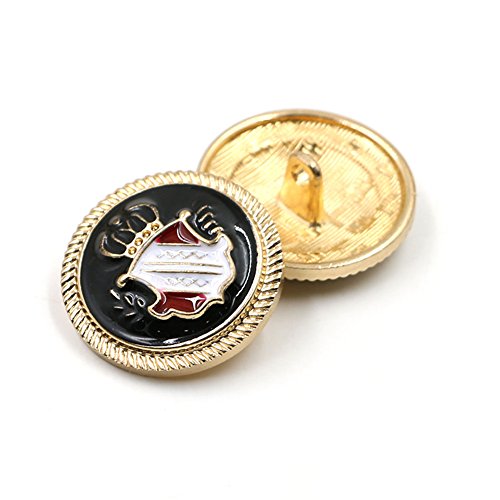 Knöpfe, Metallknöpfe Metallknöpfe Britische Krone Freizeitanzug Jacke Mantelknopf Gold Schwarz Farbe DIY Nähzubehör 10er Packung(Gold,15mm) von EQQHJL