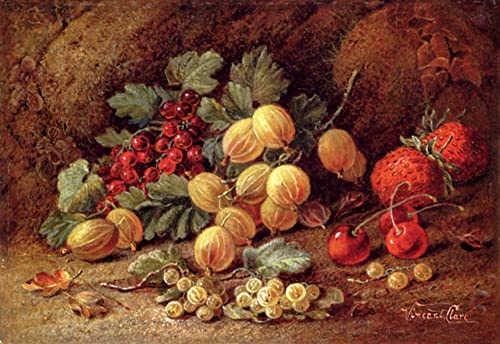 EQVRDCUW Ölgemälde Leinwand Malerei Poster Leinwand Plakat Erdbeeren Kirschen Stachelbeeren und rote und weiße Johannisbeeren von vincent clare Leinwandbilder Bild für Wanddekoration 60x90cm von EQVRDCUW