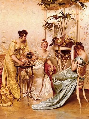 EQVRDCUW Ölgemälde Leinwand Malerei Poster Leinwand Plakat The tea party von frederic soulacroix Leinwandbilder Bild für Wanddekoration 60x90cm von EQVRDCUW