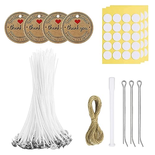 ERBO Kerzendochte für Kerzen, 15cm Kerzendocht 60 Stück, Rauchfrei Dochte für Kerzen, Docht Kerzen Selber Machen Set, Kerzendocht Kaufen, Cotton Candle Wick für die Kerzenherstellung Candle DIY von ERBO