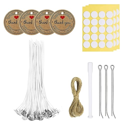 ERBO Kerzendochte für Kerzen, 20cm Kerzendocht 60 Stück, Rauchfrei Dochte für Kerzen, Docht Kerzen Selber Machen Set, Kerzendocht Kaufen, Cotton Candle Wick für die Kerzenherstellung Candle DIY von ERBO