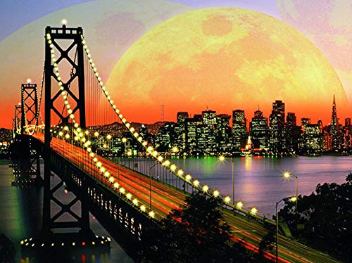 ERBWB 5D Diamant Malerei Kit San Francisco Bridge DIY 5D Diamanten Malerei,DIY 5D Diamant Painting Kristall StrassStrass Stickerei Kreuzstich Arts Craft für Home Wand-Decor 30 x 40 cm von ERBWB