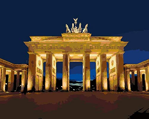 ERBWB Malen Nach Zahlen Erwachsene Anfänger Kinder,Brandenburger Tor, Deutschland DIY Ölgemälde auf Leinwand Geschenk Malen Nach Zahlen Kits- Paint by Numbers Ohne Rahmen 40 * 50cm von ERBWB