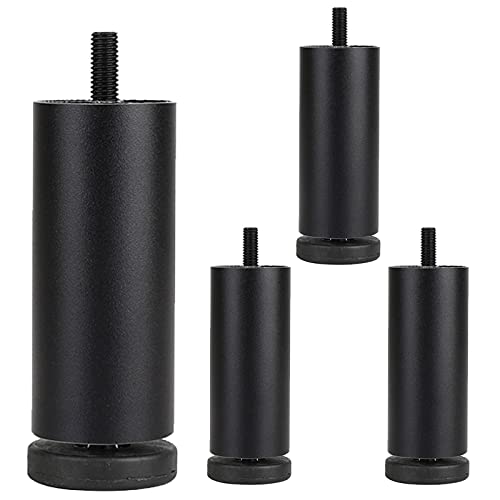 ERERE 4 Stück verstellbare Möbelbeine, Metallbeine aus Aluminiumlegierung for Sofa, Bett, Schreibtisch, Stuhl, Schrank, rutschfest, Starke Tragfähigkeit(Black,10cm/3.9in) von ERERE