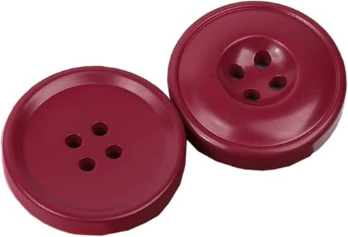 ERERE 6 Stück rote 4-Loch-Knöpfe, Nähzubehör, dekorative Knöpfe for Kleidung, Basteln, DIY, handgefertigte Projekte(Wine Red,18mm) von ERERE