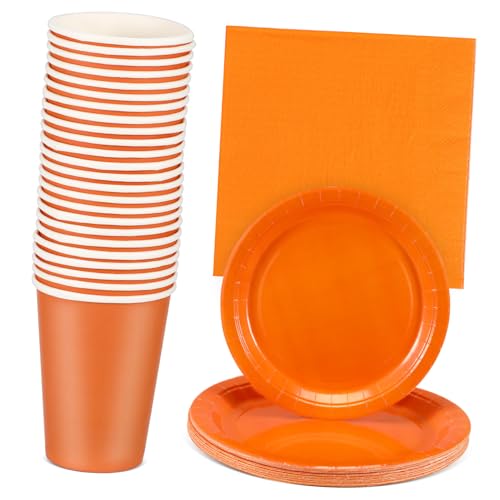 ERINGOGO 1 Satz Einwegprodukte Aus Papier Partyzubehör Partygeschirr Aus Papier Papierbecher Serviertabletts Lebensmitteltabletts Aus Papier Essteller Aus Papier Party-tabletts Orange von ERINGOGO