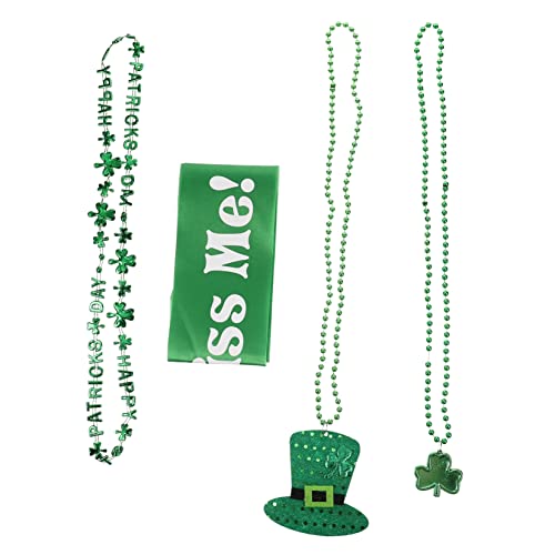 ERINGOGO 1 Satz Klee Perlenkette Kleeblatt Ornamente Party-Perlenketten grüne Perlenketten Party Decoration Party Dekoration Party-Halskette st Patricks Day Party Favors Plastik Green von ERINGOGO