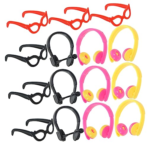 ERINGOGO 1 Satz Schnapsgläser Kopfhörer Headset Puppenbrillenverzierungen Puppen-Foto-Requisiten Winzige Gläser Brille Anziehen Puppe Mini-Brille Dekorative Glasdekore Plastik von ERINGOGO