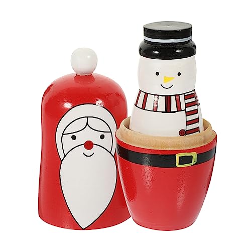 ERINGOGO 1 Satz Weihnachtspuppe Russian doll kinderspielzeug weihnachtsfiguren Weihnachts Dekoration Weihnachtsparty-Tischfigur Weihnachtsbedarf Bastelpuppe aus Holz von ERINGOGO