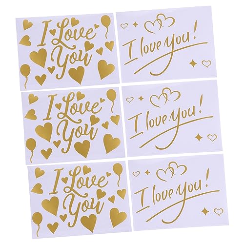 ERINGOGO 1 Set 6 Stück Hochzeitspaar Aufkleber Goldene Buchstaben Aufkleber Dekoration „Ich Liebe Dich“ Luftballons Hochzeitsdeko Buchstaben Luftballons Partyzubehör Transparente von ERINGOGO