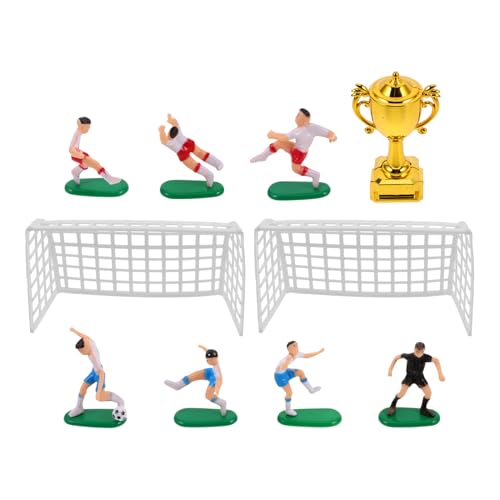 ERINGOGO 1 Set Mini-Trophäenmodell Für Puppenhaus-Miniatur-Fußballspieler Tornetz Fußball-Themen-Cupcake-Dekoration Party-Kuchendekoration von ERINGOGO