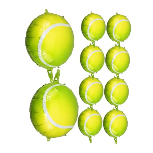 ERINGOGO 10 Stück Aufblasbarer Tennisballon Ballon Glänzen Basketball-ballons Fruchtballons Sportballons Pong-bälle Masse Partyballons Zum Thema Tennis Blase Strudel Green Aluminiumfolie von ERINGOGO