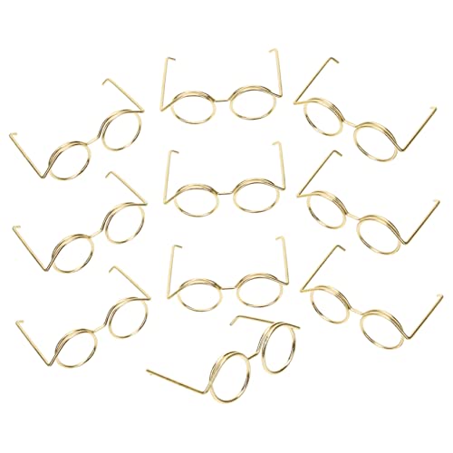 ERINGOGO 10 Stück Metallbrille Meine Lebenspuppe Brille Für Puppe Brillendekorationen Haustierbrillen Kostümzubehör Für Minipuppen Brille Zum Anziehen Der Puppe Miniatur Golden von ERINGOGO