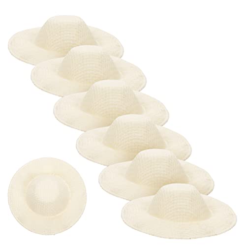 ERINGOGO 10 Stück Mini-Hut Mini- Strohhut für Damen Sombrero Strohhüte groß kleine Hüte zum Basteln puppenkleidung Puppen Kleidung Miniaturhüte kleine Hüte für Puppe Stoff Beige von ERINGOGO