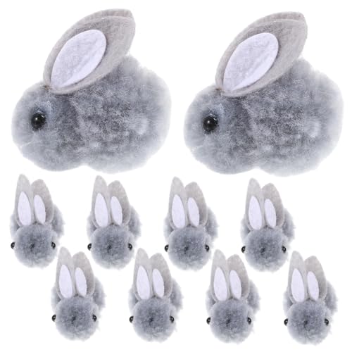 ERINGOGO 10 Stück Plüsch Häschen Hase Puppe Cuddly Bunny Cute Accessories rucksacksauger trauzeugengeschenke Kleidung Kaninchenzubehör DIY Kleidungsverzierung Grey von ERINGOGO