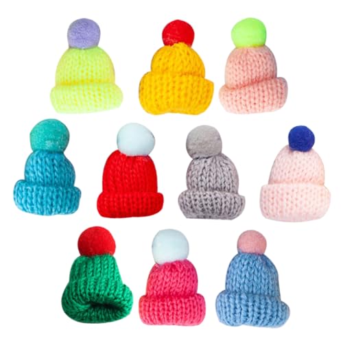 ERINGOGO 10St Puppenhut Hutschmuck Mini-Schneemannmützen Mini-Weihnachtsmützen Stricken Puppenbastelhüte winzige Kitting-Hüte Accessoires zur Herstellung von Kopfschmuck Mini-Hut Garn von ERINGOGO