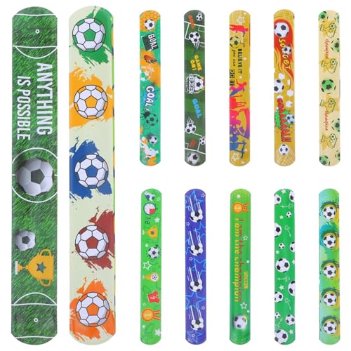 ERINGOGO 12 Stück Fußball-Schnapparmbänder Armbänder Sport-Slap-Bands Armbänder Klassenzimmer-Preise Sport-Motto-Partygeschenke Für Die Em 2024 von ERINGOGO