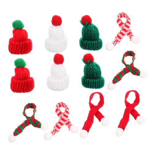 ERINGOGO 12 Stück Gestrickte Kleine Weihnachtsmütze Elfen Requisiten Gestrickte Kleine Haustiermütze Kleine Partyhüte Basteln Kleidung Hüte Strickmütze Mini Mütze Für von ERINGOGO