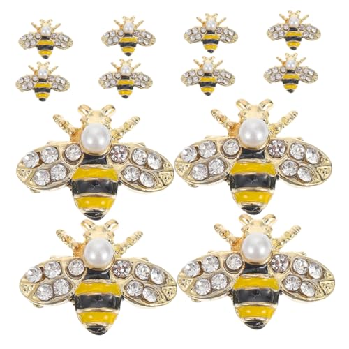 ERINGOGO 12Pcs Bienennagelkunstzubehör nagel dekoration nägel zubehör Goldene Bienen-Nagelkunst-Charms Frühling Nagelaufkleber Nagelschmuck Charms Nagelschmuck aus Legierung Strass von ERINGOGO