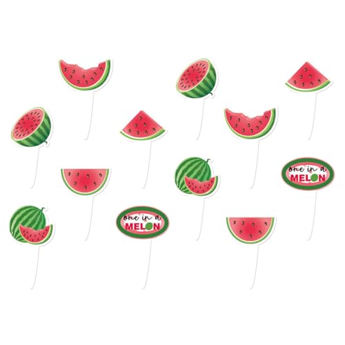 ERINGOGO 12Pcs Wassermelonkucheneinsätze Früchte Geburtstagstorte Dekorationen Fruchtbar Wassermelonen Cupcake Dekorationen Topper Wassermelonenparty Cupcake Toper In Einer Melonparty von ERINGOGO