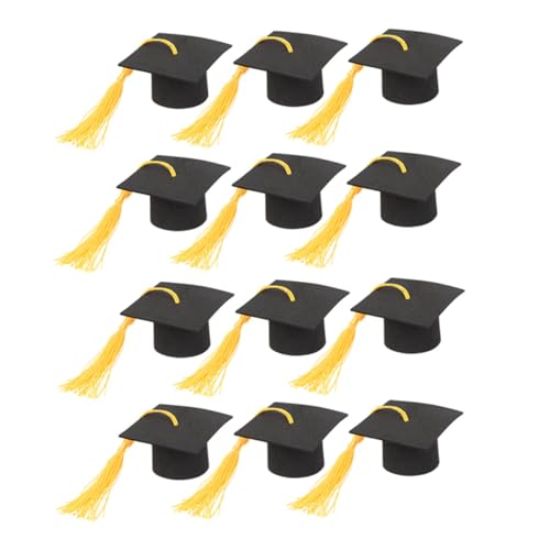 ERINGOGO 12St Kuchendekoration Grad Cupcake-Dekorationen Miniatur-Abschlusskappe Anzeige Hochzeit mini scale abschlussfeier gilbe Dekoration der Abschlusstorte Cupcake-Topper Papier Black von ERINGOGO