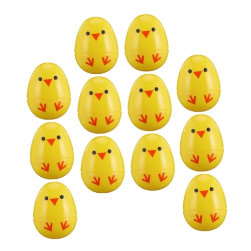 ERINGOGO 12St Küken bedruckte Eier ostern ostereier ostergeschenk für schokoostereier ostereierfolie sehr Mini- Korb Kinderspielzeug Foto-Requisiten Plastik Yellow von ERINGOGO