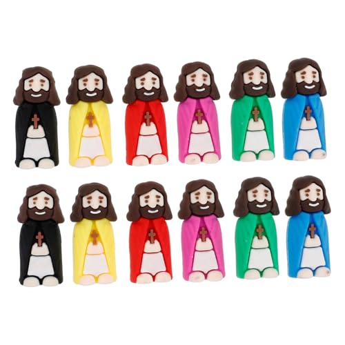 ERINGOGO 12st Jesus-statue Kleine Jesusfigur Miniaturfiguren Kleine Jesusskulptur Minifiguren Mini-gummi-jesus Kleiner Gummi-jesus Mini-jesus-figur Miniatur-jesus-skulptur Mini-vers Plastik von ERINGOGO