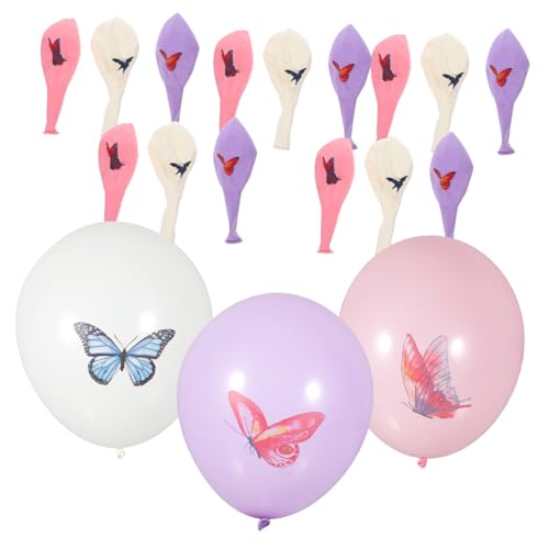 ERINGOGO 18 Stk Schmetterlings-partyballons Cartoon-latexballons Ballon-requisite Aufblasbare Ballons Latex-schmetterlingsballons Aufblasbare Cartoon-ballons Ballons Bedrucken Emulsion Rosa von ERINGOGO